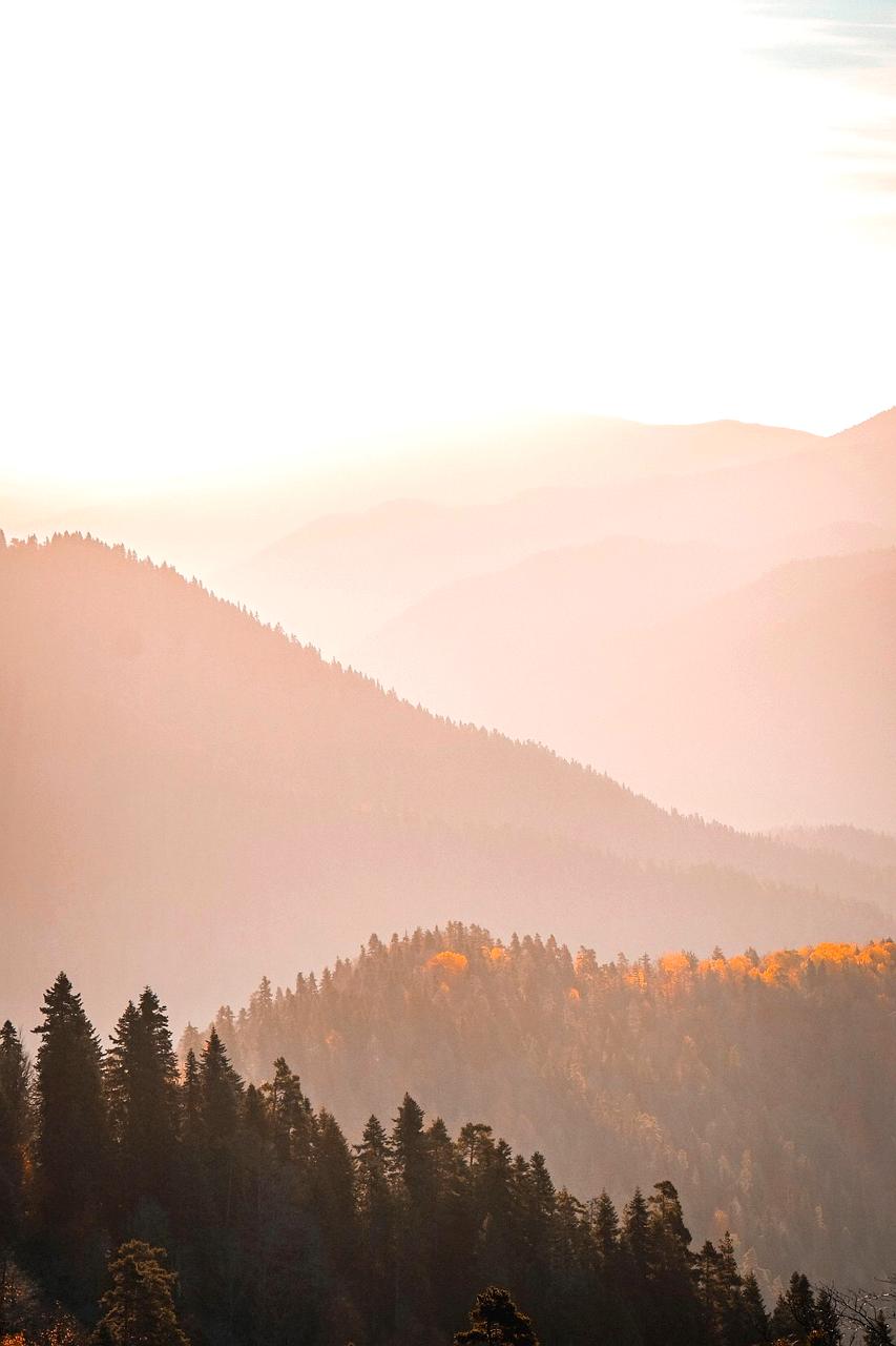 Traveler admiring a breathtaking mountain view